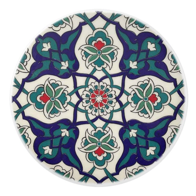 Turkos Blå Keramisk Blomma Knopp (Framsidan)