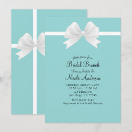 Turkos Blå Minimal Vit Båge Bröllopsfest Inbjudningar