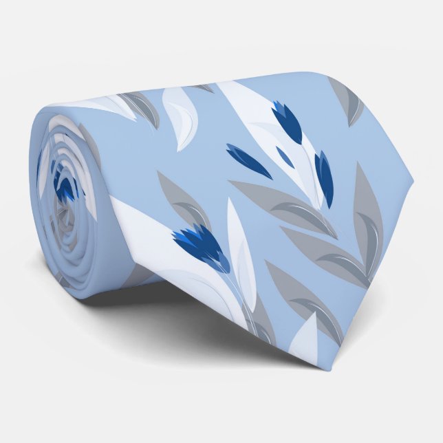 Turkos blå röd retro blommönster slips (Rullad)