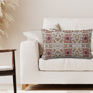 turkos blå silver guld burgundy rosa bohemian lumbarkudde