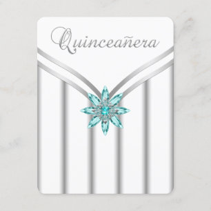 Turkos Blå Silver Quinceanera-inbjudningar Inbjudningar