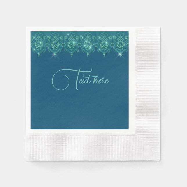 Turkos blå spets elegant glans   pappersservett (Framsidan)