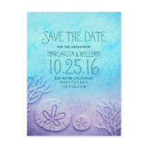 Turkos blå strand sparar datum postkort