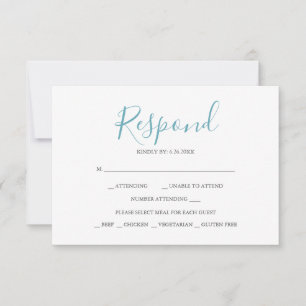 Turkos Blå Svar RSVP-kort