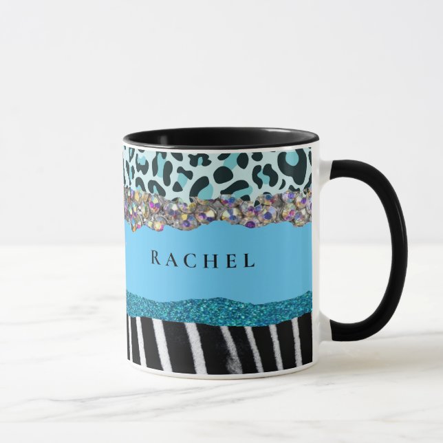 Turkos Blå Turkos Girlig Modern Glam Retro Mugg (Höger)
