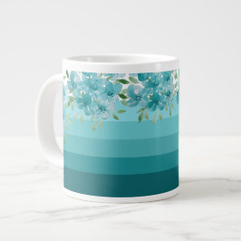 Turkos Blå Vildblommor Akvarell Konst Jumbo Mugg