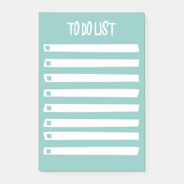 Turkos Blå Vit Enkel Flickig Att Göra-Lista Stati Post-it Block (Framsida)