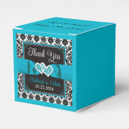 Turkos, Black Damask Kärlek Hearts Bröllop Presentaskar