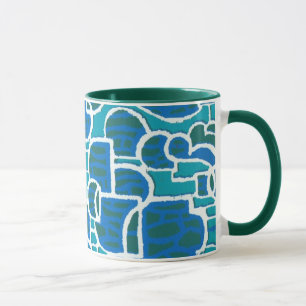 Turkos, blått, Grönt Vita Ringer-kaffe Mugg