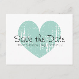 Turkos blått hjärta sparar datum efter kort