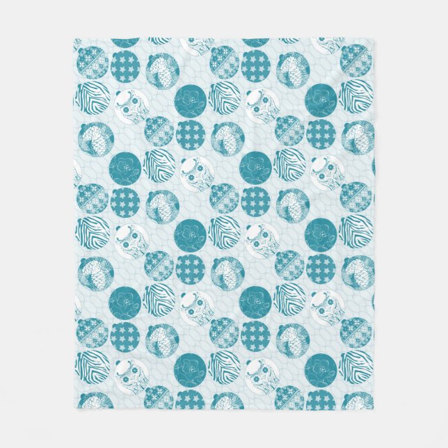 Turkos, blått, Jul mönster Fleecefilt (Framsidan)