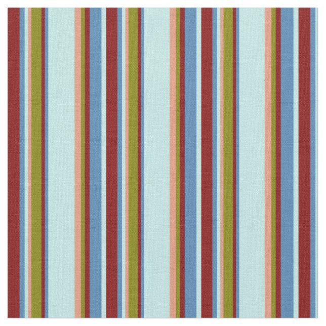 Turkos, blått, maron, Grönt och Mörk Salmon Linjer Tyg (Närbild)