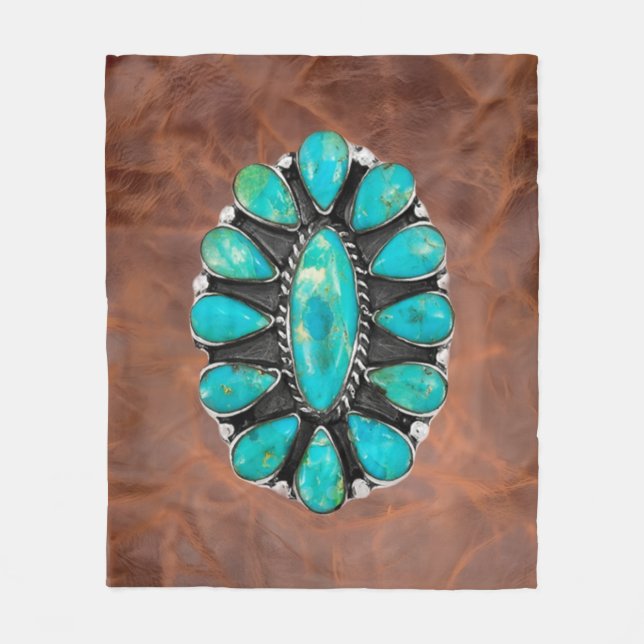 Turkos bling fleecefilt (Framsidan)