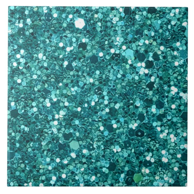 Turkos Bling, gnistra och glitter Kakelplatta (Framsidan)