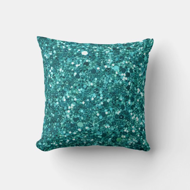 Turkos Bling, gnistra och glitter Kudde (Framsida)
