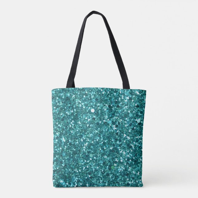 Turkos Bling, gnistra och glitter Tygkasse (Baksida)