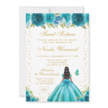 Turkos Blommig Mörkhyad Prinsessa Sweet Sixteen