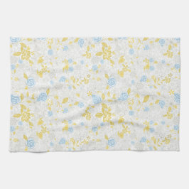 Turkos Blommigt Flower Seamless Mönster Kökshandduk