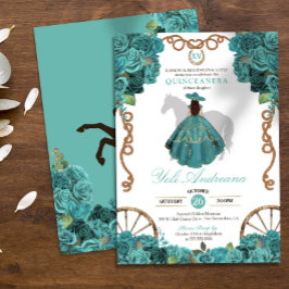 Turkos Blommigt Ro Rustic Western Quinceanera Inbjudningar