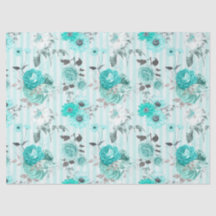Turkos Blommigt Series Design 10 Tissue Paper