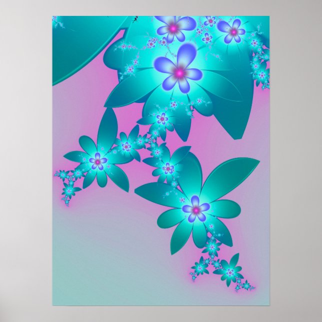 Turkos Blommor Poster (Framsidan)