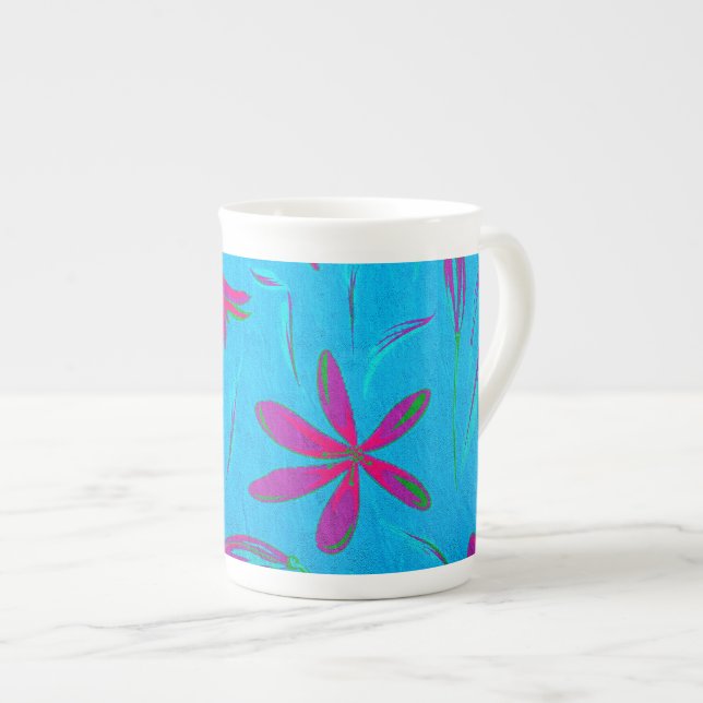 Turkos Blomning Bris Benporslin Mugg (Framsida höger)