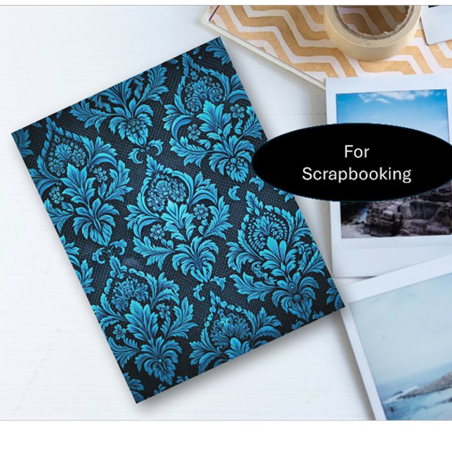 Turkos blomsterbrokadpappersark (Skapare uppladdad)