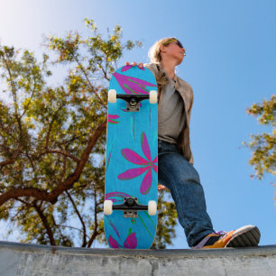 Turkos Blomstervind Mini Skateboard Bräda 18,5 Cm