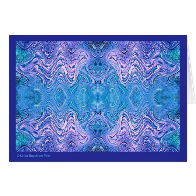 Turkos Blue Abstrakt Glass Hälsningskort (Framsidan Horizontal)