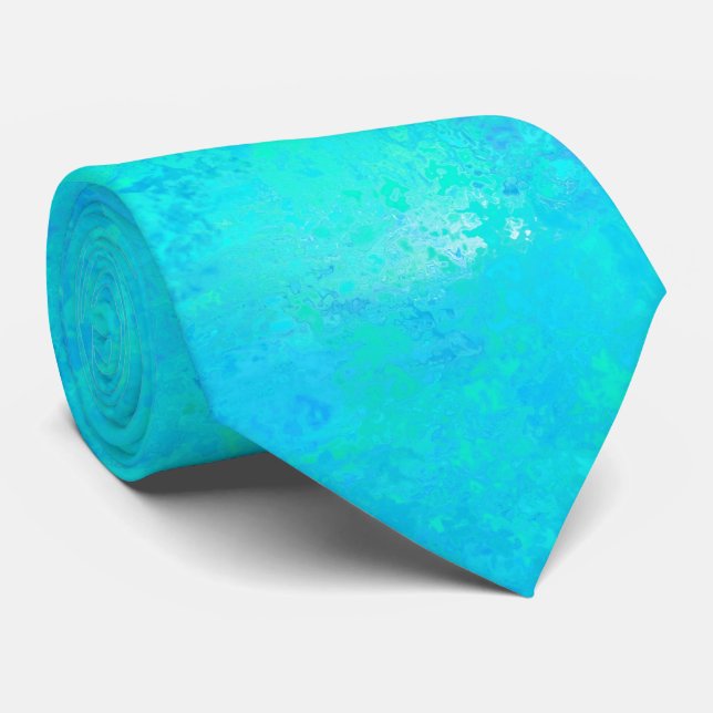 Turkos Blue Abstrakt Mönster Slips (Rullad)