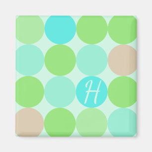 Turkos Blue, Apple Grönt & Light Coral Circles Magnet