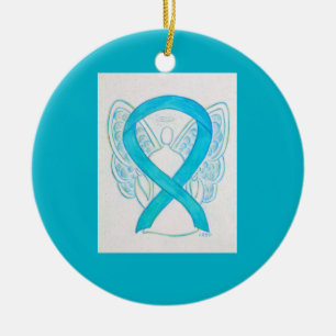 Turkos Blue Awareness Ribbon Angel Ornaments Julgransprydnad Keramik