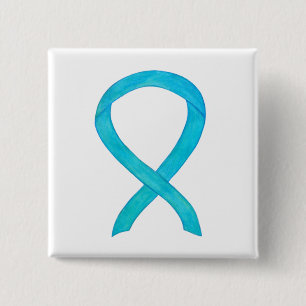 Turkos Blue Awareness Ribbon Anpassningsbar Pin Knapp