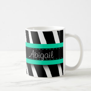 Turkos Blue Blommigt Gem & Zebra mönstrad Kaffemugg