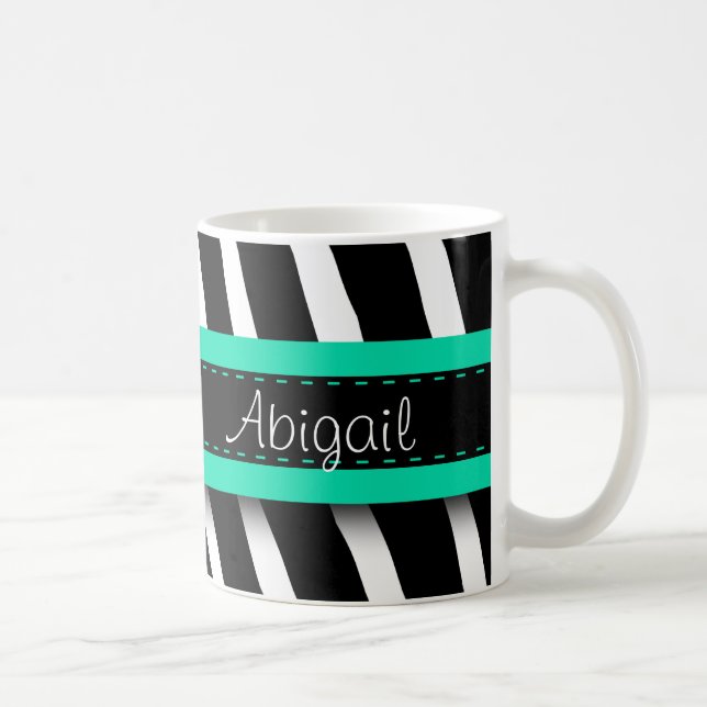 Turkos Blue Blommigt Gem & Zebra mönstrad Kaffemugg (Höger)