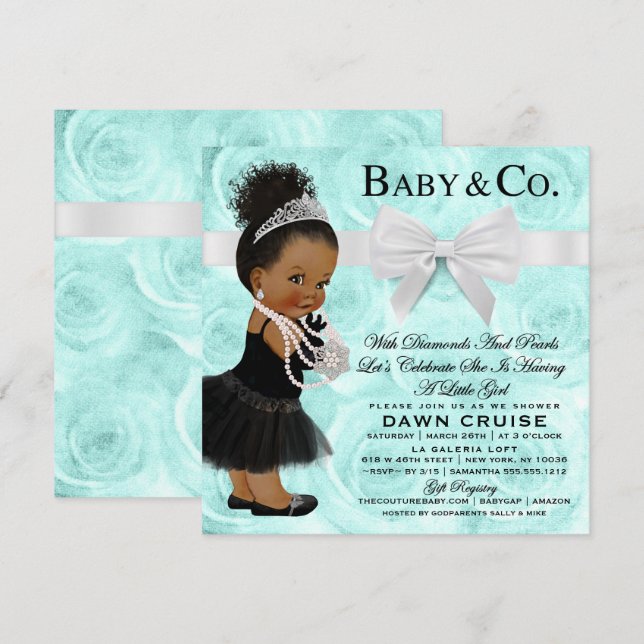 Turkos Blue Breakfast Baby Shower Inbjudningar (Fram/baksida)