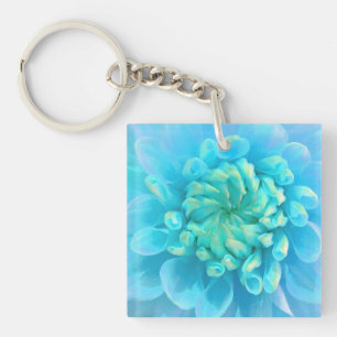 Turkos Blue Dahlia Flower i vattenfärg