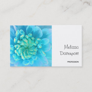 Turkos Blue Dahlia Flower i vattenfärg Visitkort