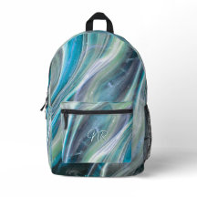 Turkos Blue Elegant Marble Add Your Monogram