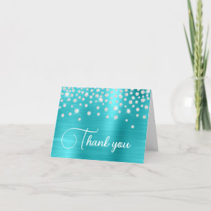 Turkos Blue Foil Diamond Confetti 50:e födelsedage Tack Kort
