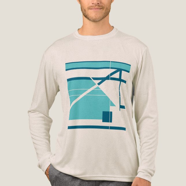 Turkos Blue Geometric Abstrakt MCM-utseende T Shirt (Framsida)