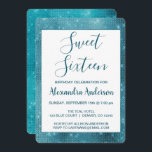 Turkos Blue Gnistra Sweet sixteen Birthday Inbjudningar<br><div class="desc">Turkos Blue Gnistra Sweet sixteen Födelsedagsfest inbjudan. Inbjudan är perfekt för Turquise Blue Sweet 16-Födelsedagsfesten som tittar fira i Teal.</div>