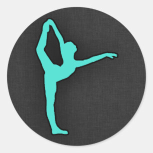 Turkos; Blue Grönt Ballet Dancer Runt Klistermärke