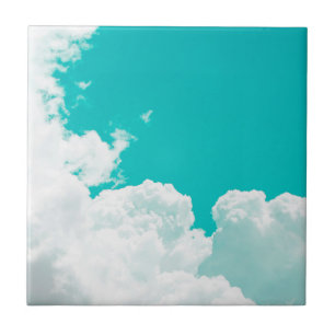 Turkos Blue Grönt Himlar Clouds Kakelplatta