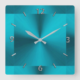Turkos Blue Grönt Metallic Clock Fyrkantig Klocka