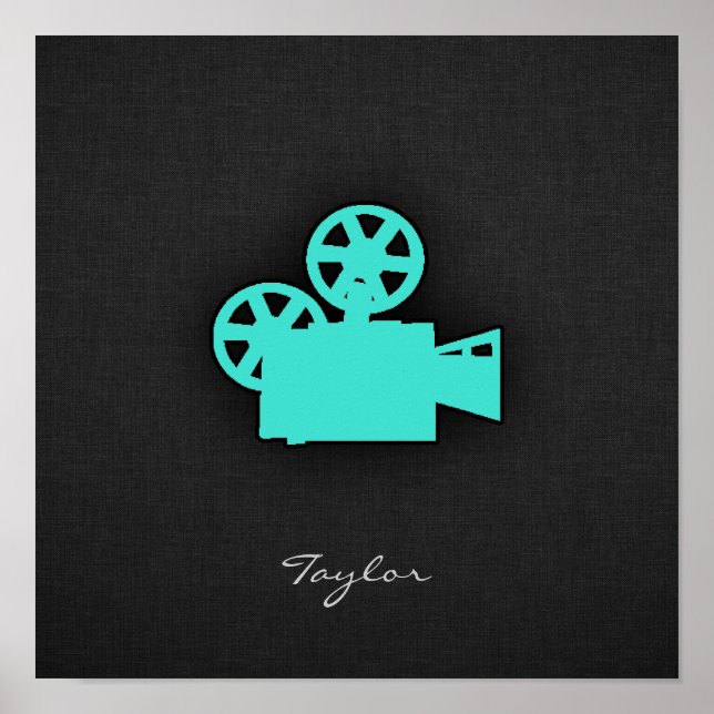 Turkos-, Blue Grönt Movie Camera Poster (Framsidan)