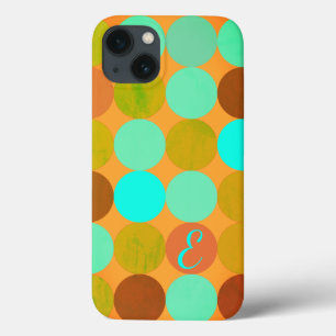 Turkos Blue Grönt & Orange Circles Monogram