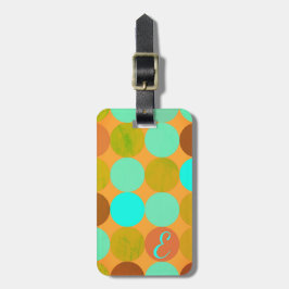 Turkos Blue Grönt & Orange Circles Monogram Bagagebricka