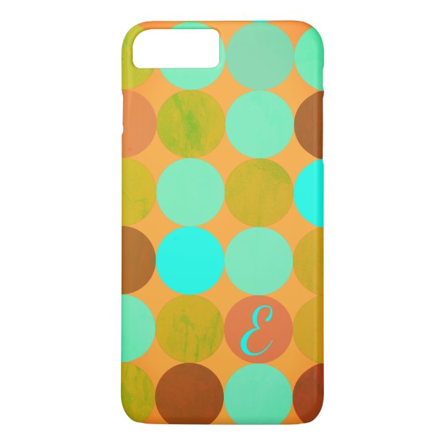 Turkos Blue Grönt & Orange Circles Monogram Case-Mate iPhone Skal (Baksida)
