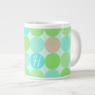 Turkos Blue Grönt & Orange Circles Monogram Jumbo Mugg